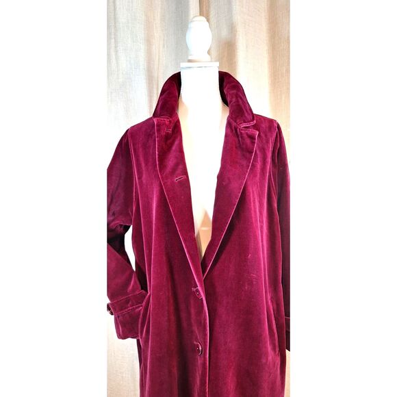 Fashion built Coat for All Seasons Ladies Vintage Velveteen Red Plum - Picture 4 of 11